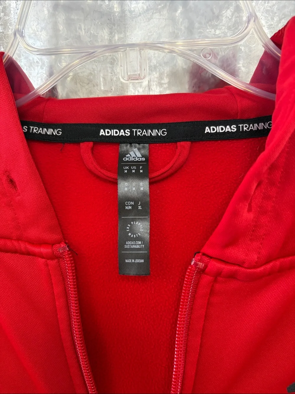 adidas Men Red Full-Zip Hooded Jacket